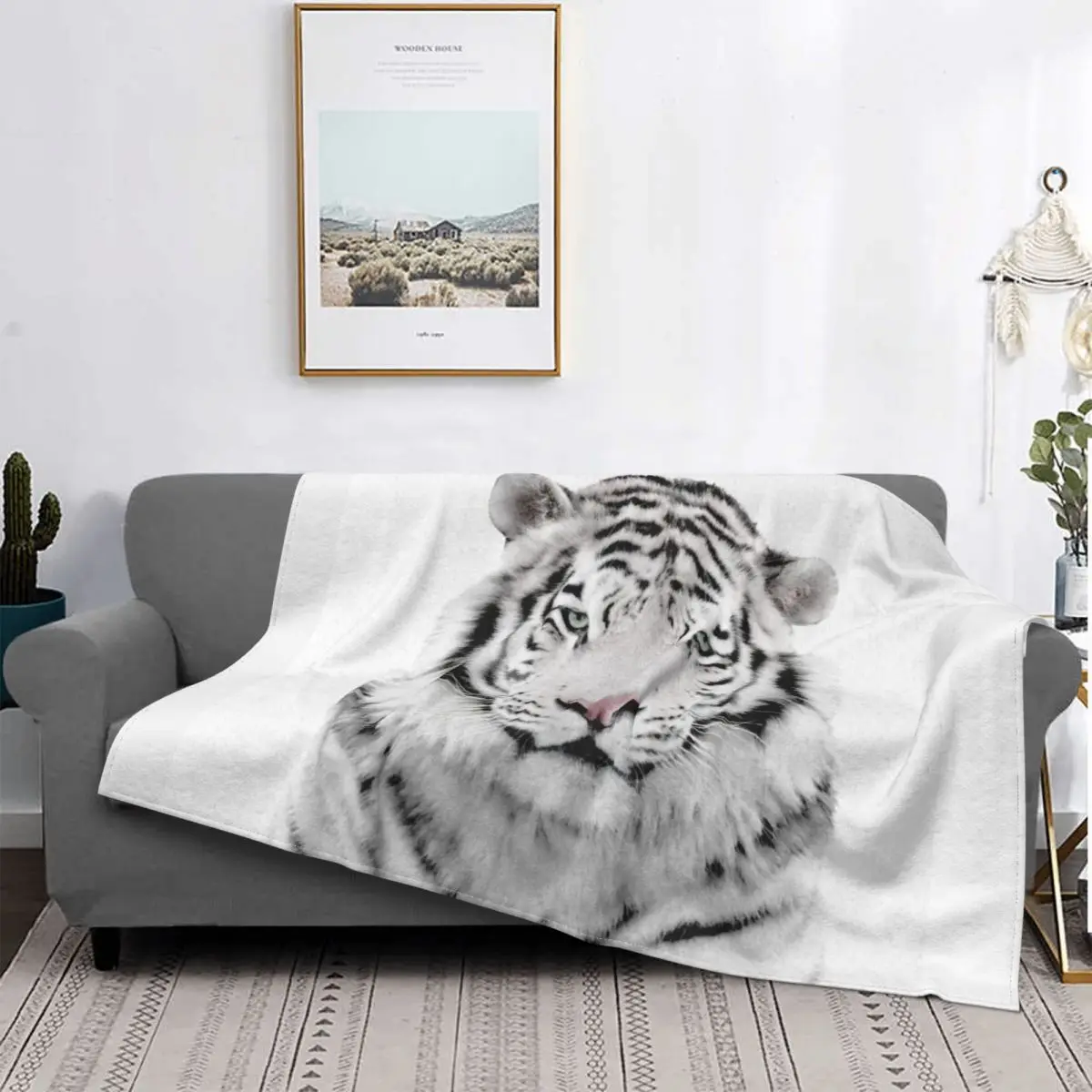 White Tiger Blanket Flannel Fleece Tropical Jungle Wild Animal Plush Throw Blankets For Sofa Bedding Bed Sheet Gift | Дом и сад