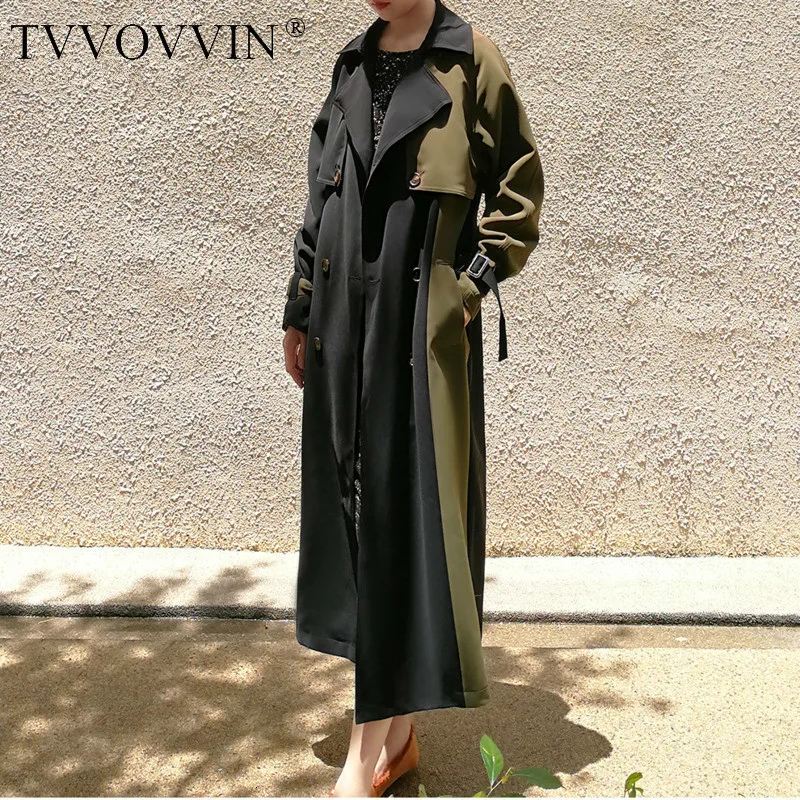 Tvvovwin новая весенняя корейская модная женская одежда с воротником-стойкой, с длинными рукавами, Лоскутная шерстяная куртка, Длинная ветровка F442