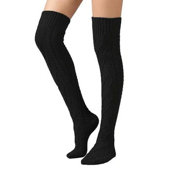 

Women Knitted High Boot Stockings Long Over Knee Winter Stockings Leg Warmers H9