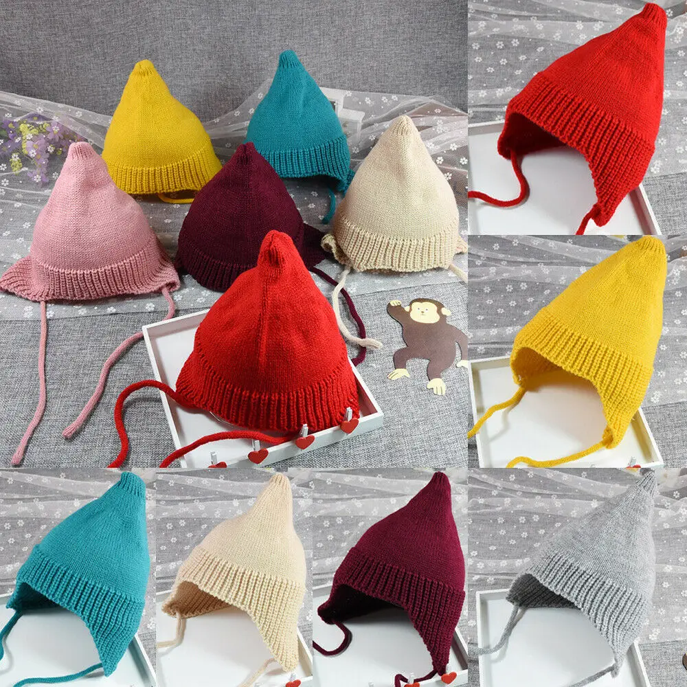 Новая детская вязаная шапочка, Зимняя Теплая повязка для мальчиков и девочек, вязаные шапки, наушники, 10 цветов, От 6 месяцев до 4 лет