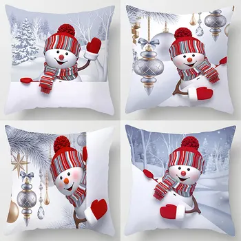 

Sigle-sided Printing Polyester Christmas Decorative Throw Pillows Case Cartoon Snowman Santa Claus Cushion Cover Car Home Decor