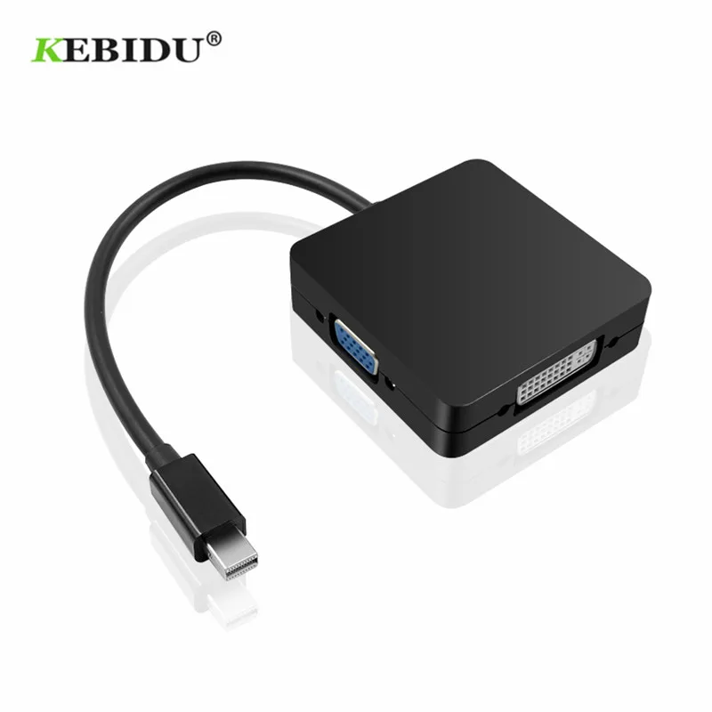 KEBIDU Mini DP к HDMI/DVI/VGA преобразователь адаптер кабель дисплея 3 в 1 Для iMac Mac Pro Air Book