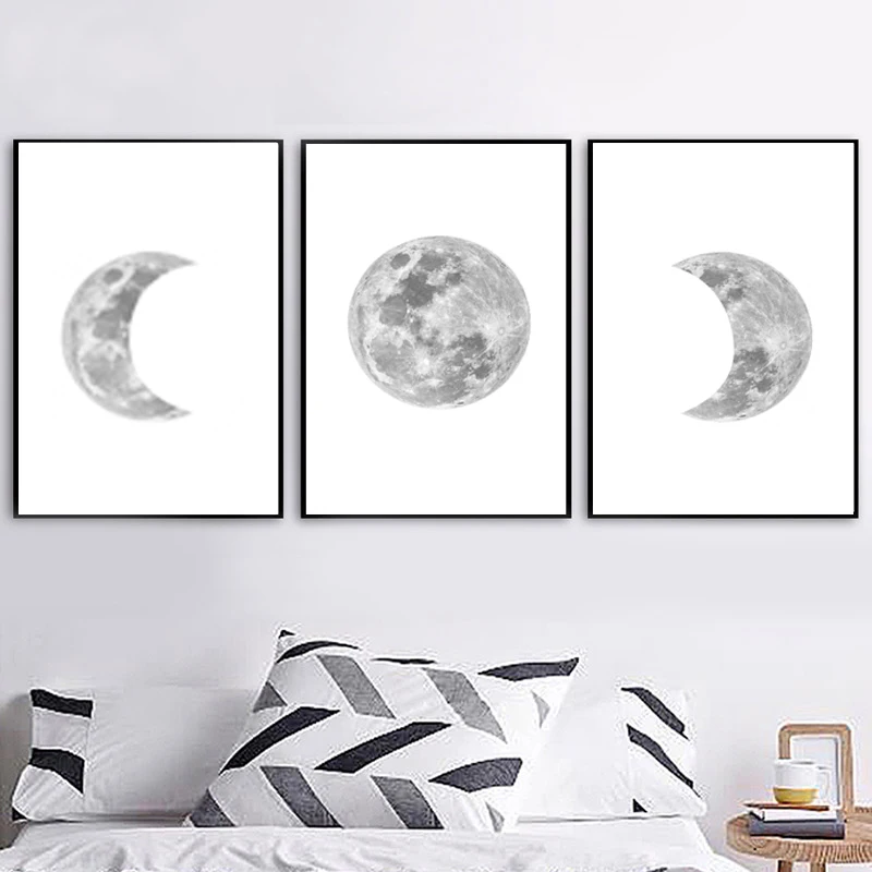 Moon Phase Canvas Poster Print Minimalist Wall Art Abstract Painting Nordic Decoration Pictures Modern Living Room Decor