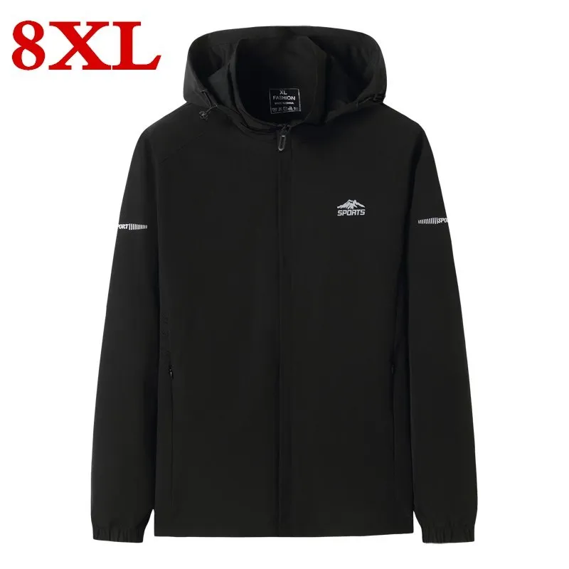 

plus size 8XL 7XL Men windbreaker Casual Spring Autumn Lightweight Jacket 2020 New Arrival Hooded Zipper up Jackets Outwear