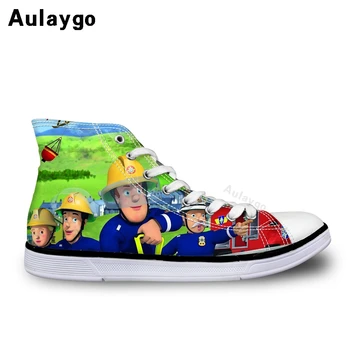 

Aulaygo Fireman Sam Anime Character Boy Girl Canvas Sneaker Kids Shoes Causal Student Sport Shoe Flat Children's Footwear Hot