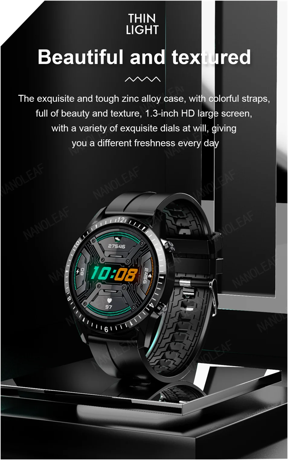 Smart Watch Sport Men Make Answer Call Business Digital Wristwatch with Music Player App Message Reminder Fitness Tracker