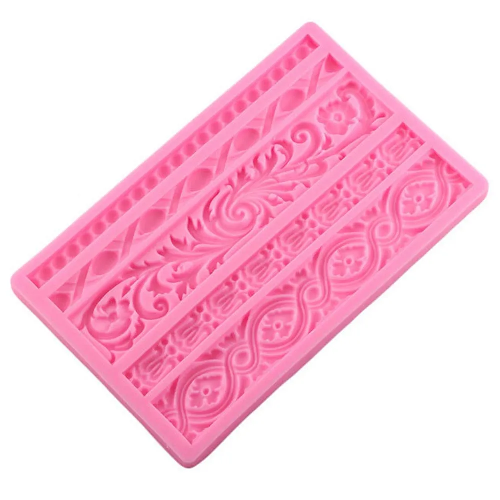 DIY Cake Border Kitchen Relief Baking Candy Silicone Sugarcraft Clay Tool Multipurpose Baroque Scroll Fondant Mold Random Color