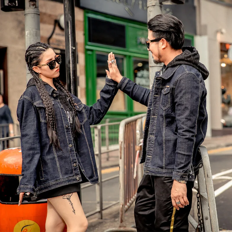 

Popular Brand Large Size Men'S Wear Plus-sized Fat Black And White with Pattern Cowboy Jacket Single Row Button Men