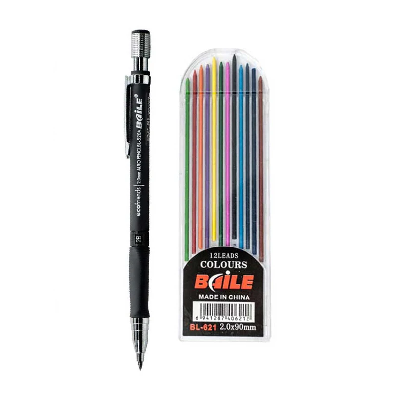 Mechanical Pencil 2.0mm Writing Point Automatic Pencil Drawing Design Painting Black/Colorful Refills School Office Stationery Mechanical Pencil 2.0mm Writing Point Automatic Pencil Drawing Design Painting Black/Colorful Refills School Office Stationery