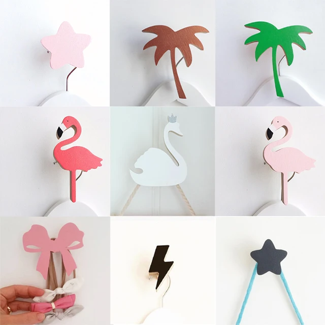 Perchero nórdico para niñas, ganchos decorativos de madera para pared,  decoración de habitación de niños, arco, flamenco, percha en forma de  cisne, organizador del hogar - AliExpress