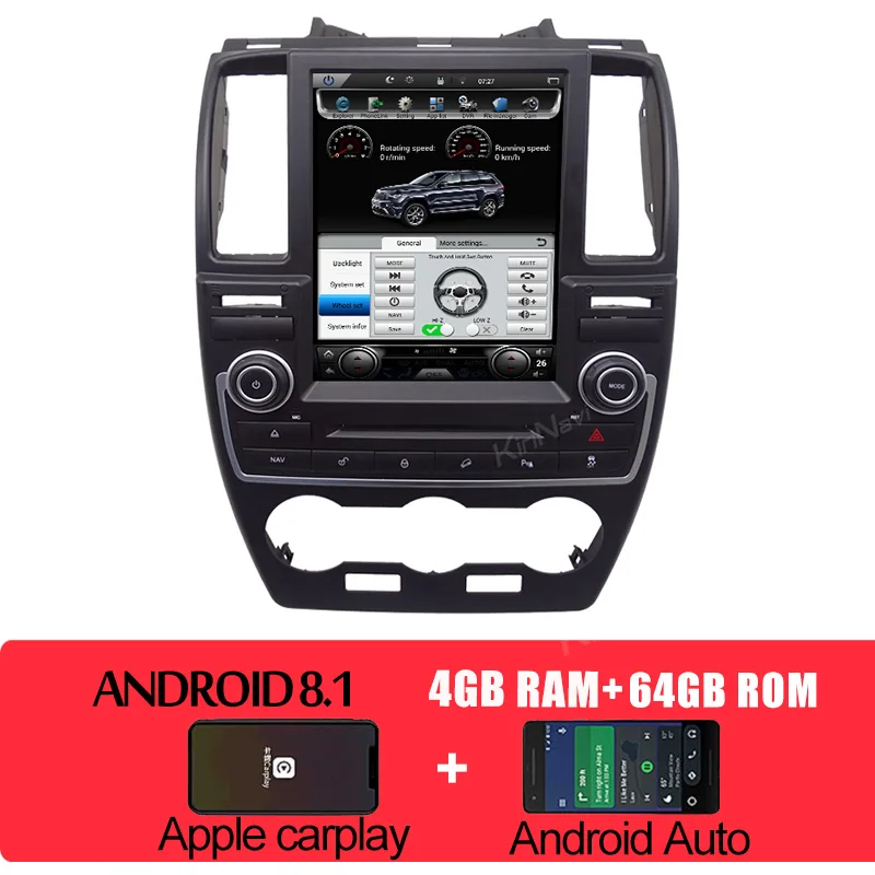 KiriNavi Tesla стиль вертикальный экран 10," Android 8,1 автомобильный DVD для Land Rover freelander 2 Android авто gps навигация 2007 - Цвет: Android Car Radio