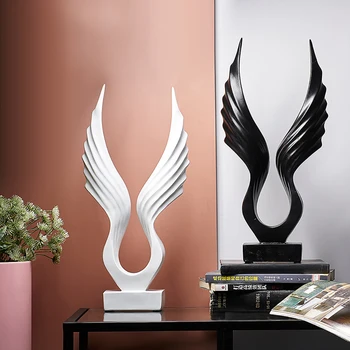 

Europe Style Angle Wings Statues Resin Abstract Sculpture Ornaments Minimalist Design Living Room Home Decoration Accessories