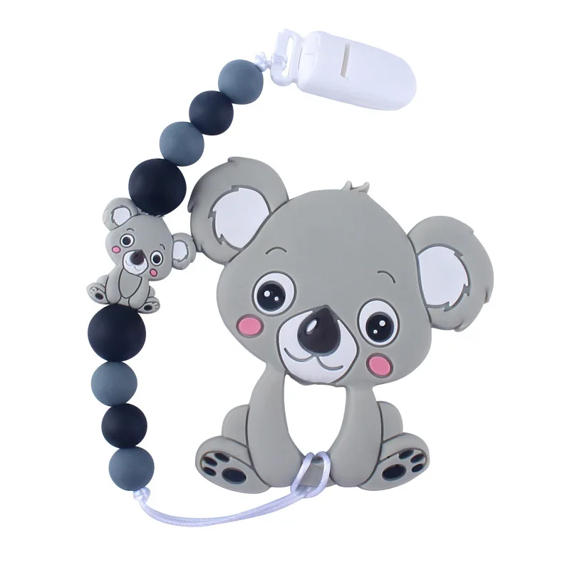 Imebaby baby cartoon animal teether silicone kaola rodent baby silicone beads DIY silicone pacifier chain