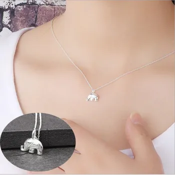 

925 Sterling Silver Small Elephant Korean Simple Temperament Jewelry Female Wild Accessories Pendant Necklace H182