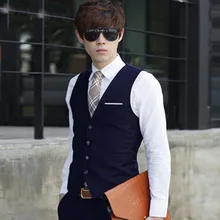 Suit Waistcoat Men Slim Fit Vest Korean-style Four Buckle Workwear Vest Wear Formal Wear