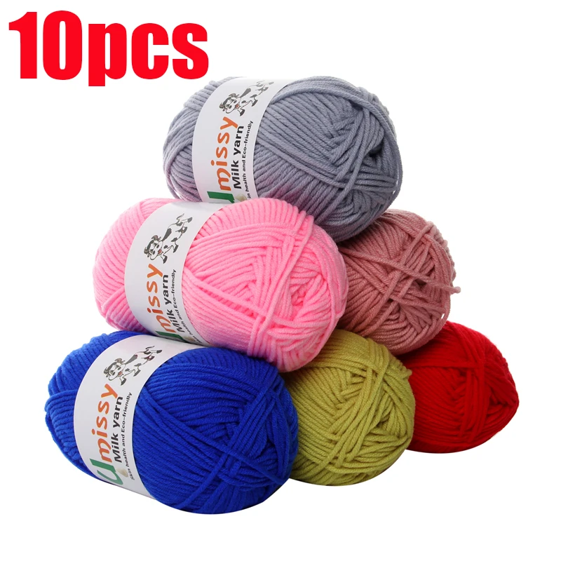 10個ニット糸かぎ針ミルク綿糸卸売ニット糸暖かいの赤ちゃんの糸手編用品500グラム セット Yarn For Hand Knitting Baby Yarnknitting Yarn Aliexpress