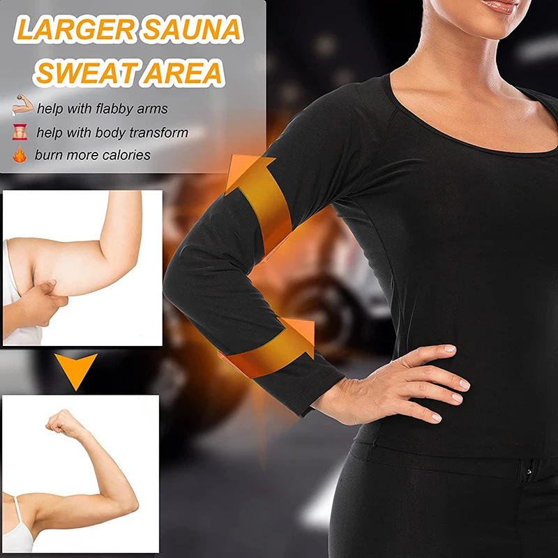 Women Slimming Sweat Shirts Body Shaper Sauna Suits Thermo Trousers Long Sleeve Waist Trainer Arm Trimmer Shapewear Workout Belt