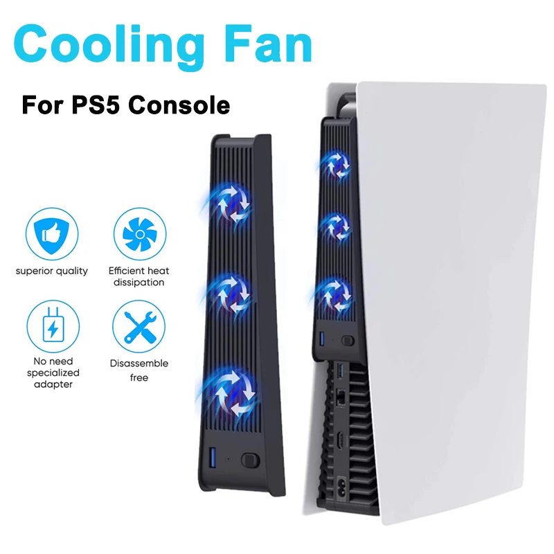 Cooling Fan For PS5 Host Accessories with 3 Fans Cooler Extended USB Interface For Playstation 5