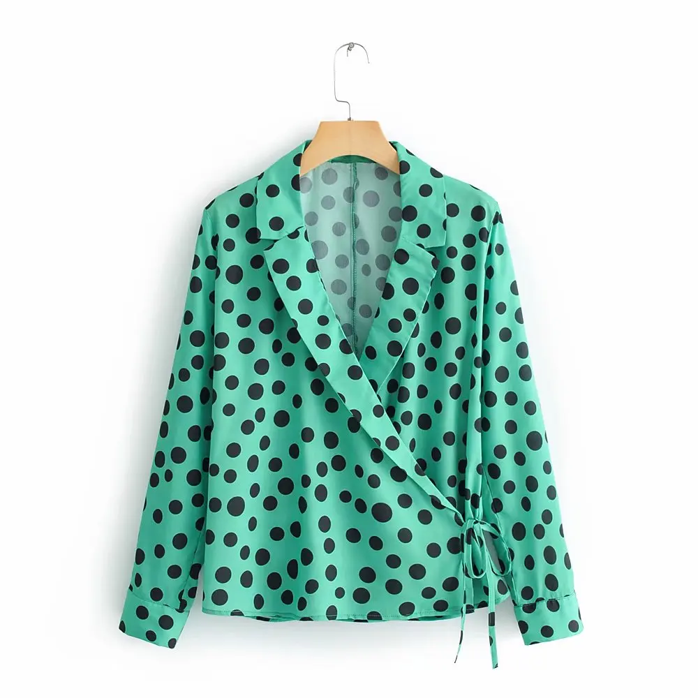 green polka dot shirt