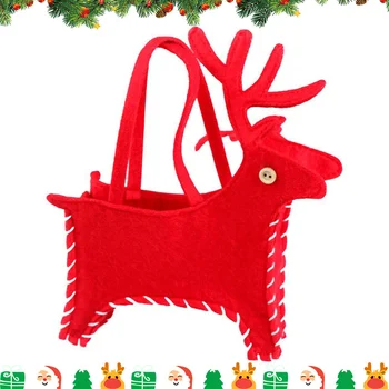

2020 NEW 2 Piece Christmas Gift Bag Red Deer Shape Handmade Cute Children Kids Christmas Bags Home Festival Decoration