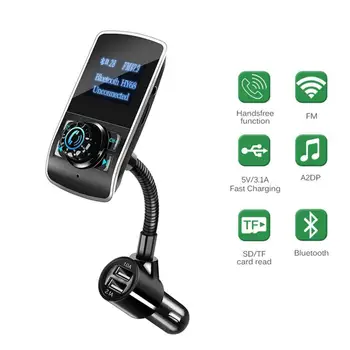 

Car MP3 Audio Player LED Car Kit FM Transmitter Handsfree Calling Dual USB Car Charger Support TF Card