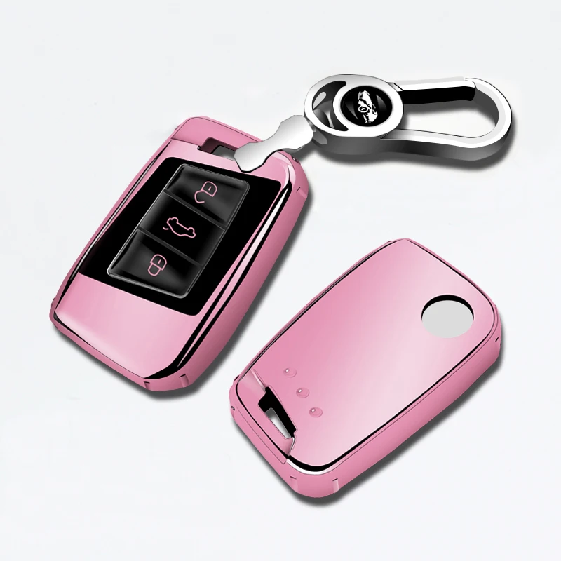Pink with buckle Мягкий чехол для ключей автомобиля из ТПУ для Volkswagen Magotan B8 Variant Passat CC VW Tiguan MK2 - Название цвета: Pink with buckle