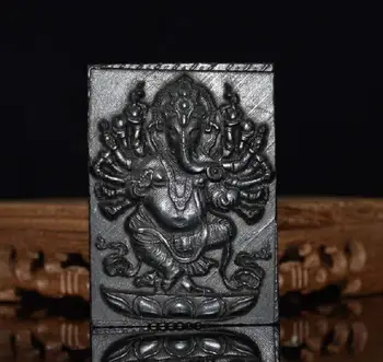 

Hongshan culture archaize black iron meteorite Elephant Trunk god pendant statue