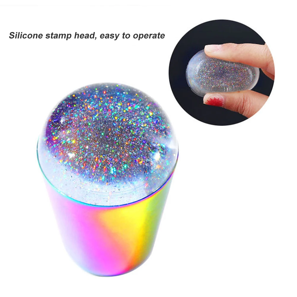 Holographic Transparent Nail Stamper For Stamping Plate Stamper Head Manicure Nail Art Stamp Template Tools