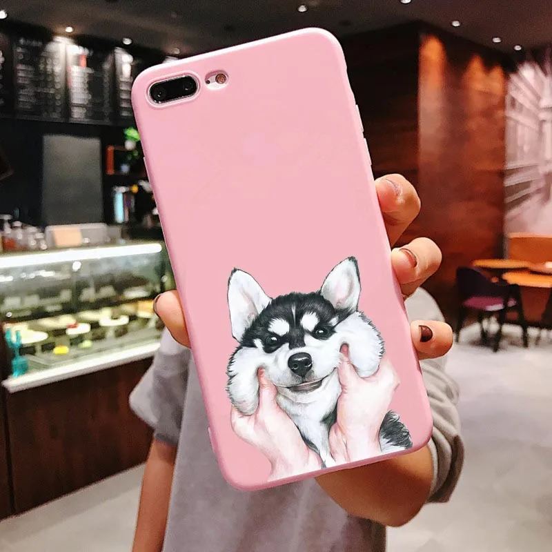 Corgi Чехлы для мобильных телефонов для iPhone 6 S 7 8 Plus X XS MAX XR чехол забавная милая собака задница Мягкая силиконовая Встроенная задняя крышка аксессуары - Цвет: PINK TPU