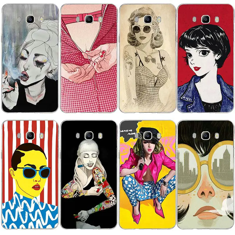 Чехол из мягкого ТПУ для Samsung Galaxy A3 A5 A7 J1 J2 J3 J5 J7 2016 2017 с изображением девушек |