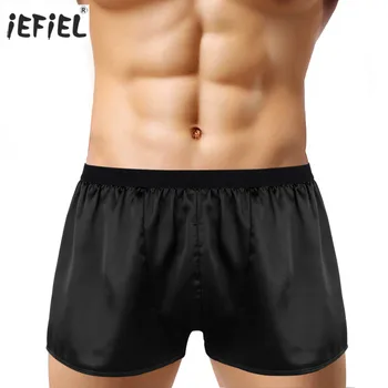 

Men Underwear Spring Summer Fashion Gay Boxers Underpants Shiny Solid Color Comfortable Elastic Waist Boxershorts Men Short Pant