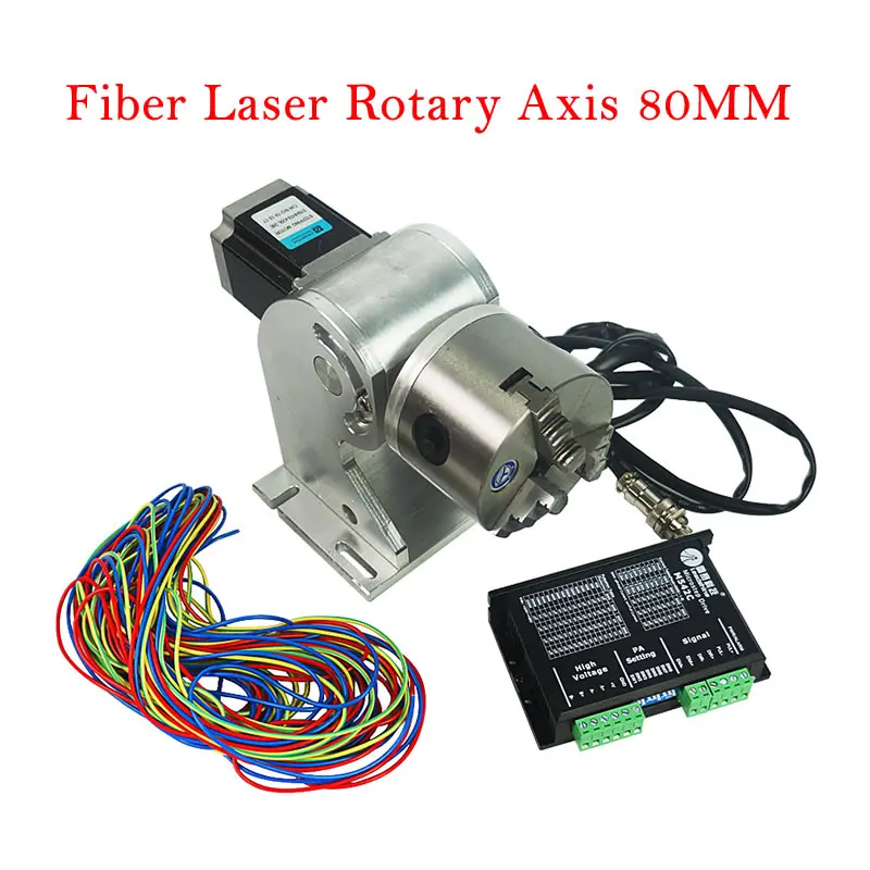 Cnc Fiber Laser Rotary Axis 80mm For Fiber Laser Nameplate Marking Machine  20w 30w 50w Fiber Laser Metal Laser Engraver - Woodworking Machinery Parts  - AliExpress