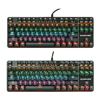 

Wired Gaming 87 Keys Green Axis Russian/English Mechanical Keyboard RGB LED Backlight USB PC Keyboard for Laptop Desktop