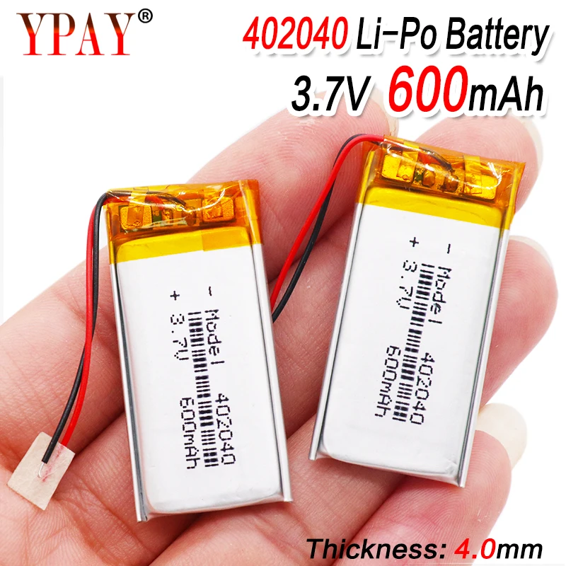 3.7V 600mAH [402040] Polymer lithium ion / Li-ion battery for TOY POWER BANK GPS mp3 mp4 mp5 smart watch watchband speaker | Электроника