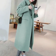 LASPERAL новое поступление женское Однотонное шерстяное пальто с длинным рукавом и отложным воротником Теплые осенние зимние шерстяные женские куртки