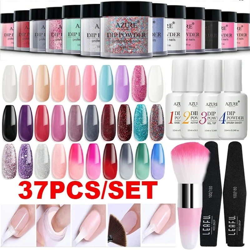 

Azure Beauty Thermal Change Dipping Powder Temperature Change Color Dip Glitter Base Gel Top For Nail Art Natural Dry 30 Colors