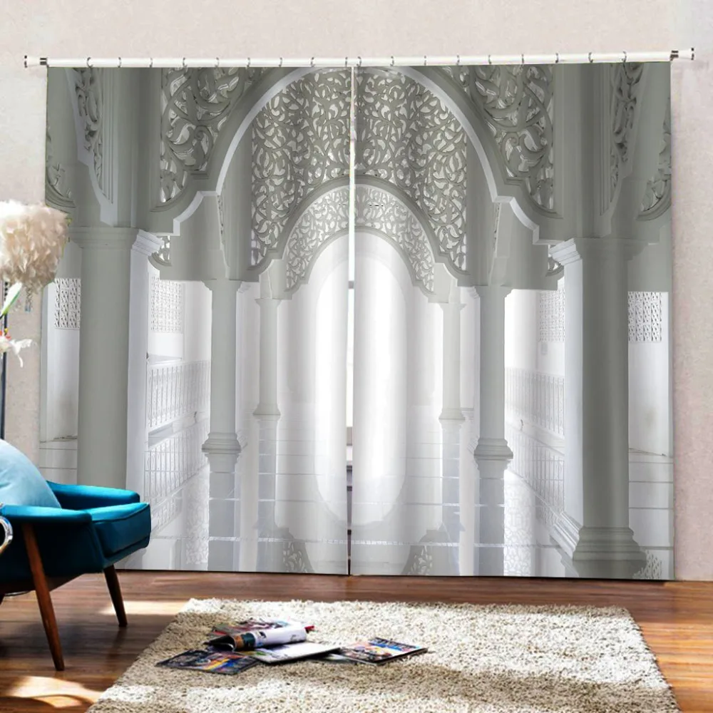 Extended space 3D Window Curtains Living Room wedding bedroom Cortinas Drapes white roman curtains
