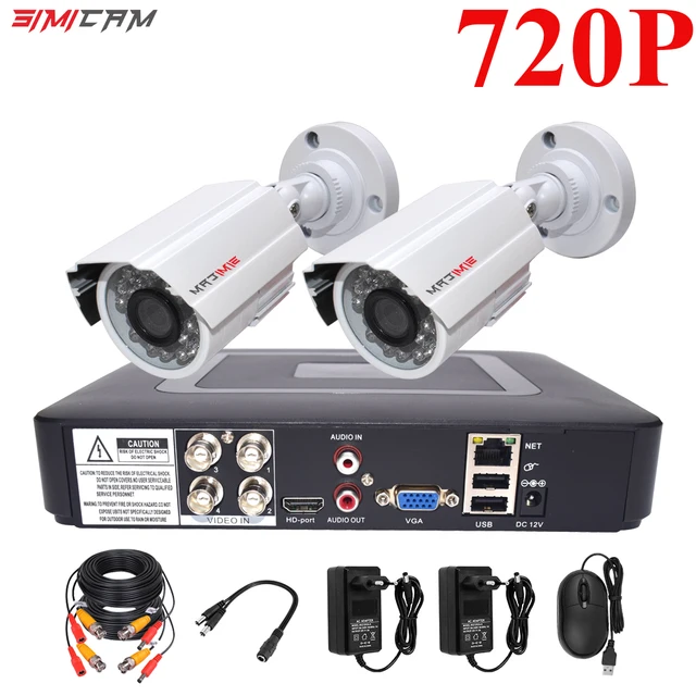 4CH DVR CCTV System 2PCS Cameras 1080P 2MP Video Surveillance 4CH 5 in 1 DVR Infrared AHD 1200 TVcctv camera security system kit 2Metal camera720p