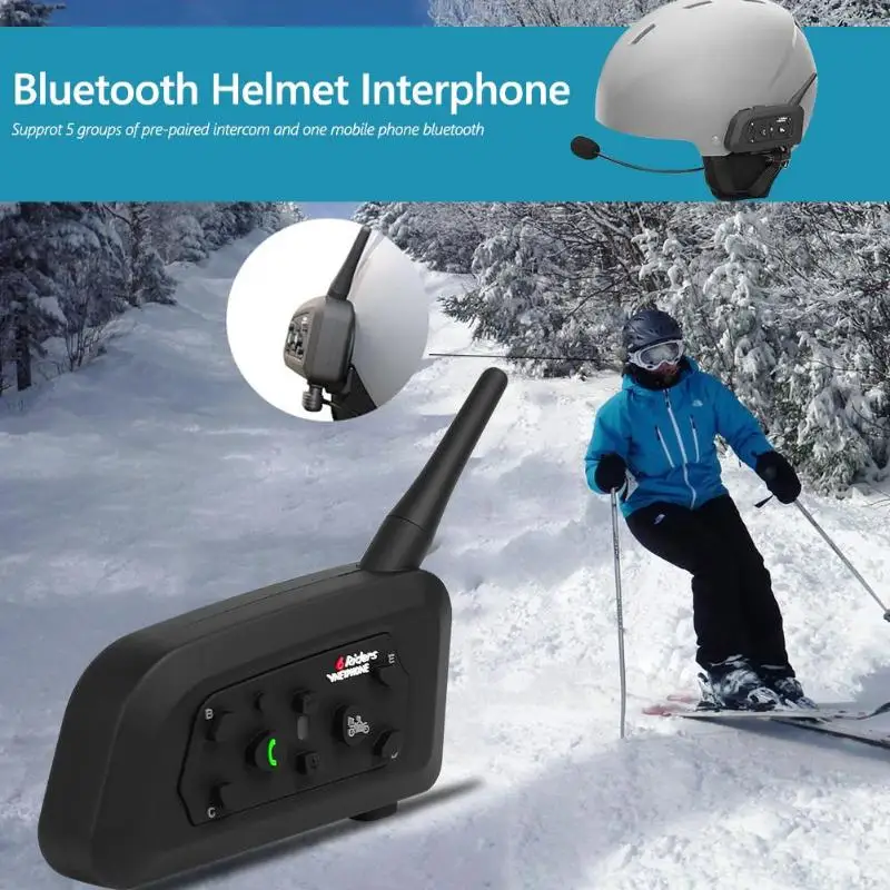 VNETPHONE V6 система внутренней связи для шлема Bluetooth гарнитура 1200 м 850 мАч всадники IP65 Водонепроницаемый шлемофон