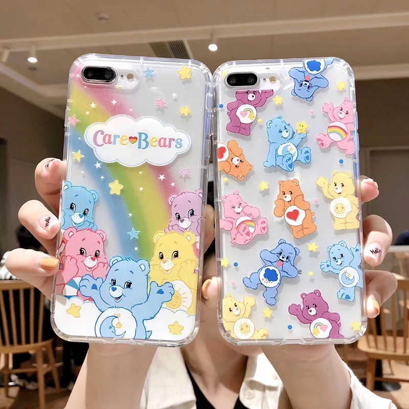 

Cute Cartoon Anime Candy Rainbow Happy Bear korean Phone Cases For iphone 7 XR Case XS MAX X 6 8 plus Soft Tpu Anti-knock Cover