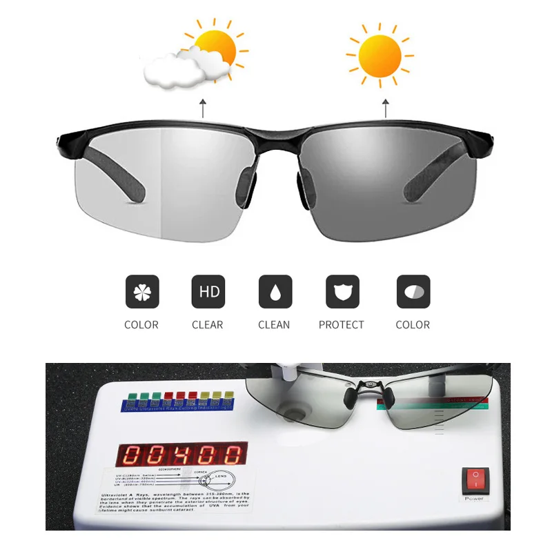 AOWEAR фотохромные Солнцезащитные очки Мужские поляризационные для вождения днем и