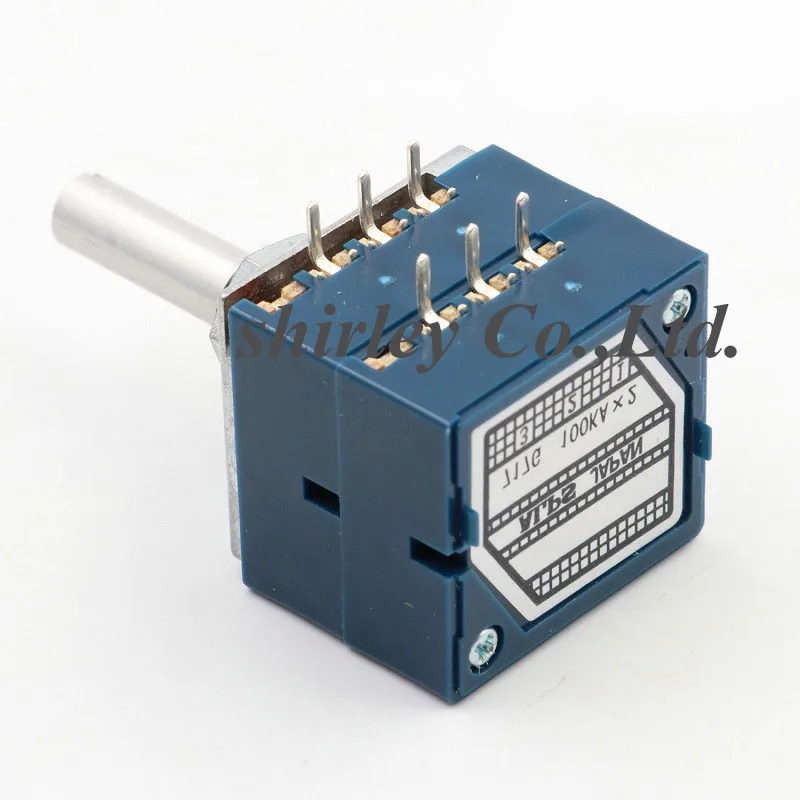 10K 20K 50K 100K 250KA 500KA X2 с круглой ручкой из нержавеющей стали Япония ALPS RK27 двойной стерео потенциометр рифленый вал потенциометра RK27 поворотный переключатель 6pin