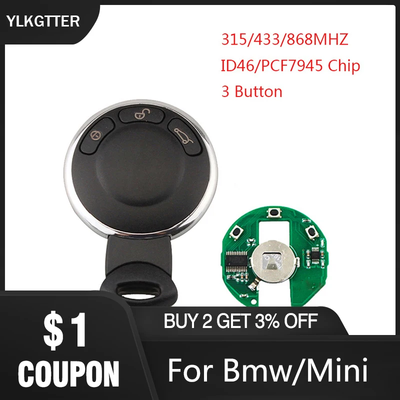 YLKGTTER 3-кнопочный дистанционный смарт-ключ для BMW/MINI Cooper S One D Clubman Countryman Cabrio