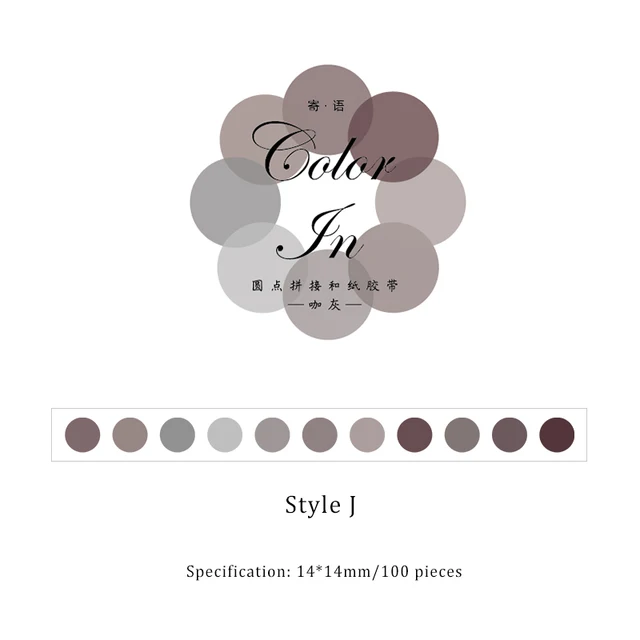 Mr.Paper 14*14mm Hard Candy Dot Color Washi Journaling Writing Memory Washi Tape Deco Gift Label Ins Masking Tapes Easy to Tear J