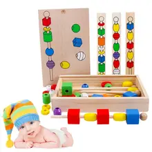 Kit de perles de laçage en bois, jouets pour l'éducation précoce des enfants, 1 3 garçons et filles, cadeaux, exercices sensoriels 