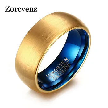 

Modyle Cool Men Blue Tungsten Ring Classical Gold-Color Rings for Men
