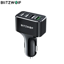 BlitzWolf зарядных порта USB для автомобиля Зарядное устройство 4 Порты usb 50 Вт QC3.0 быстрой зарядки для мобильного телефона ВМТ 12 V-24 V для iPhone X XR Xs для Xiaomi Mi8
