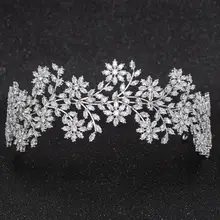 Хрустальный кубический цирконий для невесты Свадебная Мягкая повязка для головы с цветком тиара украшение для волос аксессуары шиньоны CHA10031