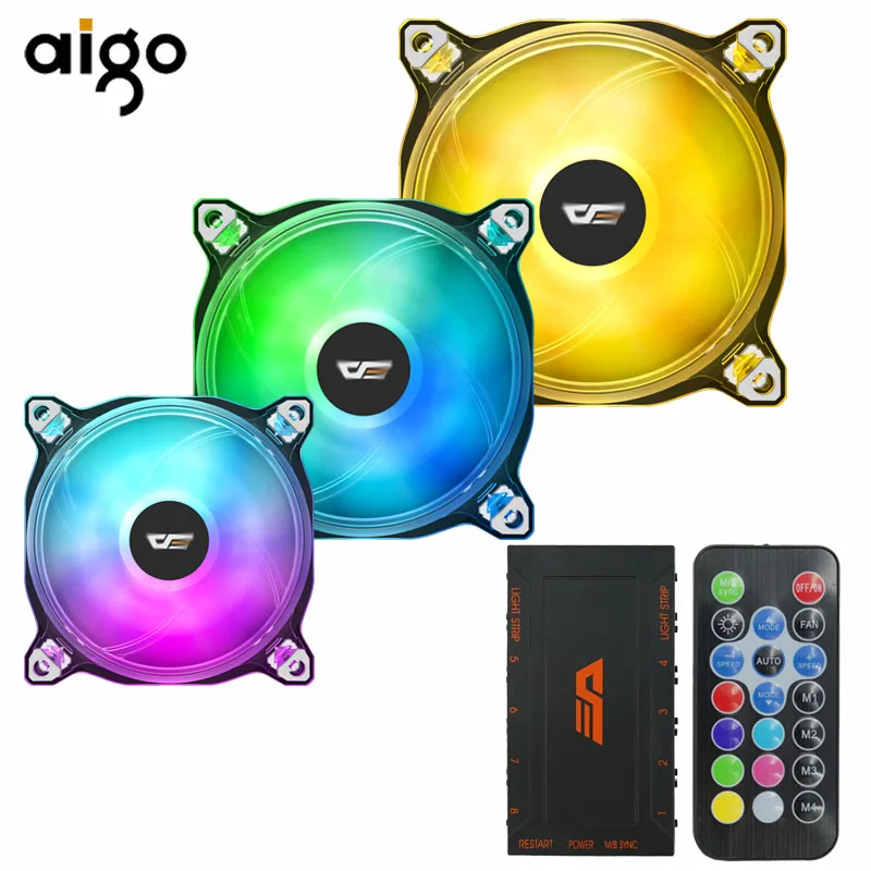 

Aigo CF8 pro 120mm PC Case Fan Cooling Remote Wireless Controller Cooler New Arrival Adjustable LED Changeable Color RGB Fans