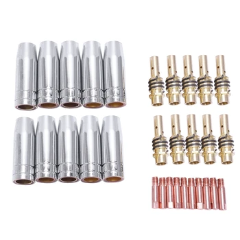 

30Pcs 15Ak Binzel Torch/Gun Consumables Electrode And Stainless Steel Protective Cover And Link Rod Tips For Mig Welding Machine